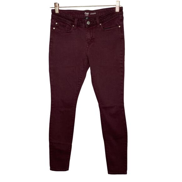 Gap Jean Leggings Maroon Burgundy Skinny Jeans Size 0/25 - Picture 2 of 7